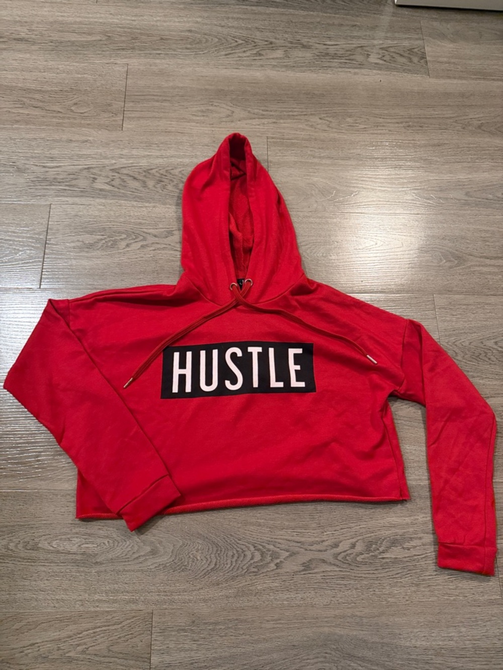 Justify Red "HUSTLE" Cropped Hoodie